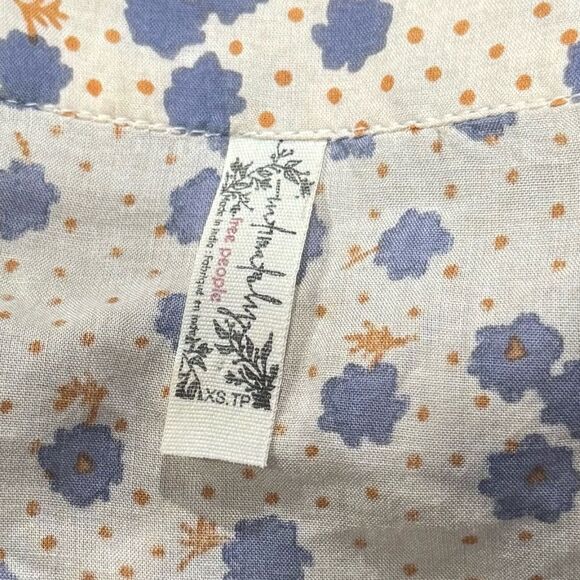 Free People Intimately Cream Blue Floral One Piece Bodysuit Women’s XS - Picture 3 of 4